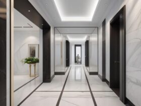 lustrzane plytki korytarz